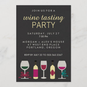 Modern Chic Black Vin Taste Party Inbjudningar