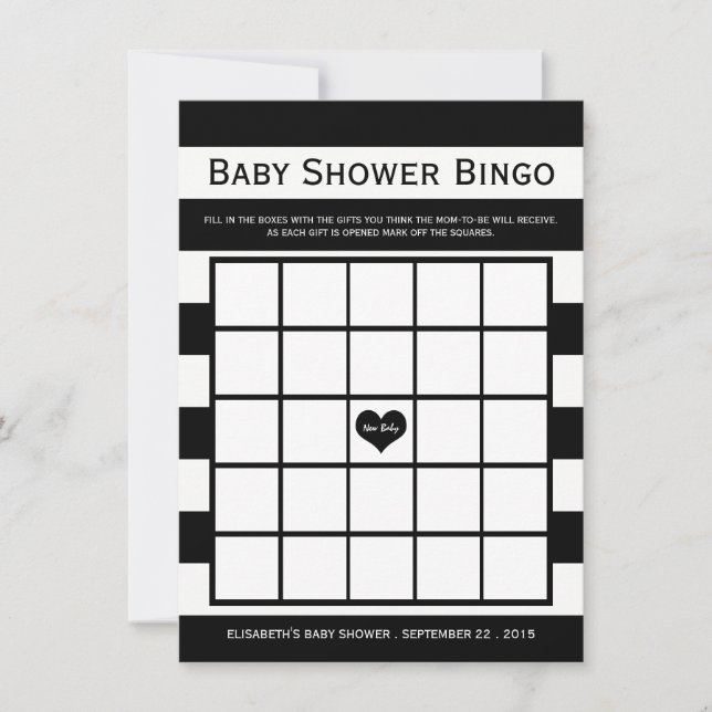 Modern Chic Black & White Baby Shower Bingo Inbjudningar (Framsida)