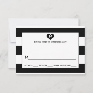 Modern Chic Black & White Bröllop OSA Kort