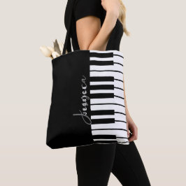 Modern Chic Black & White Piano Tangentbord Monogr Tygkasse