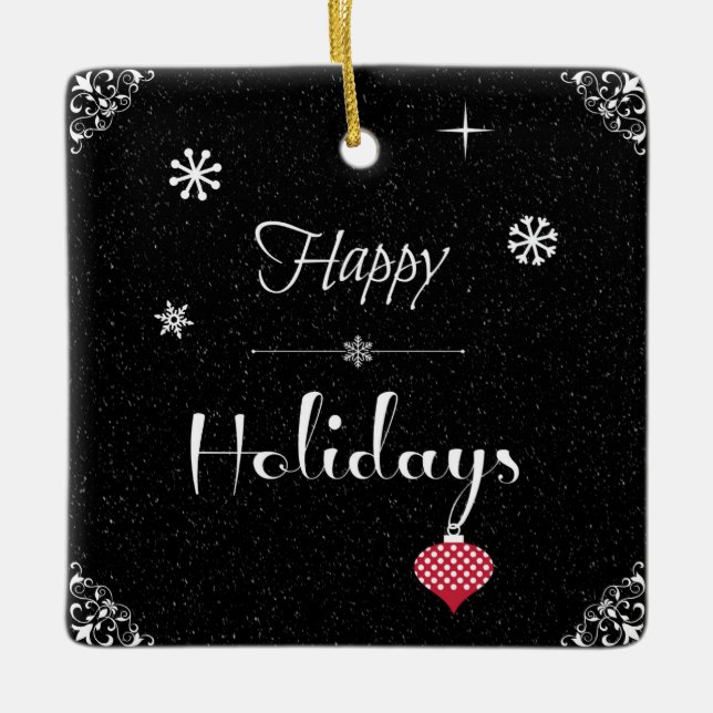 Modern Chic Black White Red-Helgdag Julgransprydnad Keramik (Framsida)
