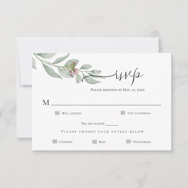 Modern Chic Blommig Bröllops-RSVP-kort OSA Kort (Framsida)