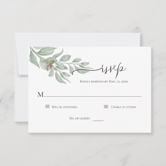 Modern Chic Blommig Enkel RSVP-kort OSA Kort (Framsida)