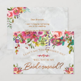 Modern Chic Blommig Kopparfolie Marmor Brudtärna Inbjudningar