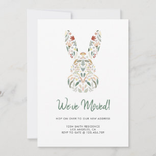 Modern Chic Blommigt Bunny Påsk Vi har Flyttat Inbjudningar