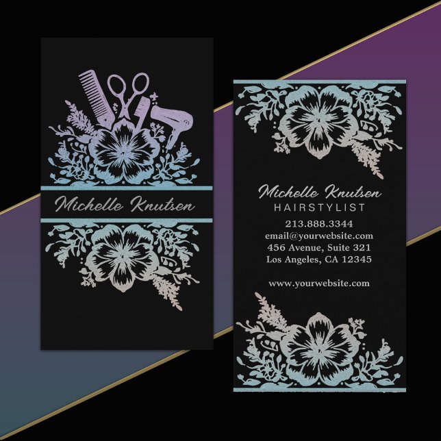 Modern Chic Blommigt Hair Stylist Beauty Salon Visitkort (Skapare uppladdad)