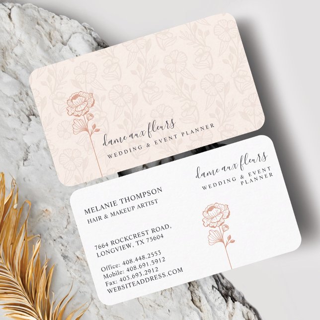 Modern Chic Blommigt Ro Botanias  Rosa Visitkort (Modern Chic Floral Rose Botanical Blush Pink Business Card)