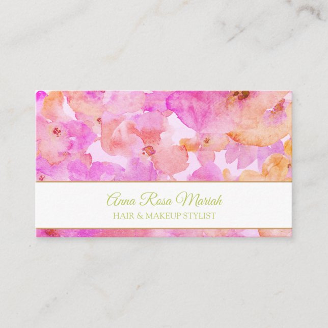 *~* Modern Chic Blommönster Girly Beauty Spa Visitkort (Framsida)
