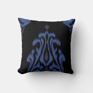 Modern chic blue black damask ikkudde kudde