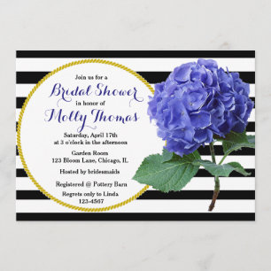 Modern Chic Blue Hydrangea Bröllop Möhippa Inbjudningar
