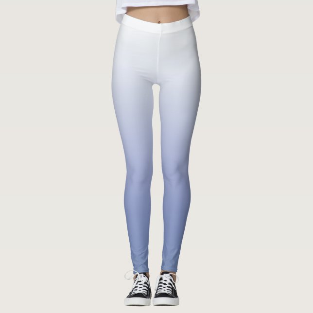 Modern Chic Blue & White Ombre Leggings (Framsida)