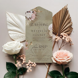 Modern Chic Bohemian Watercolor Blommigt Bröllop