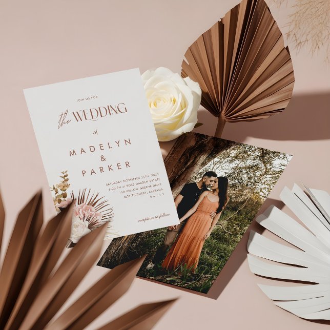 Modern Chic Bohemian Watercolor Blommigt Bröllop Inbjudningar (Modern Chic Bohemian Watercolor Floral Wedding Invitation)