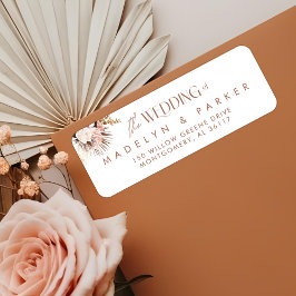 Modern Chic Bohemian Watercolor Blommigt Bröllop Returadress Etikett