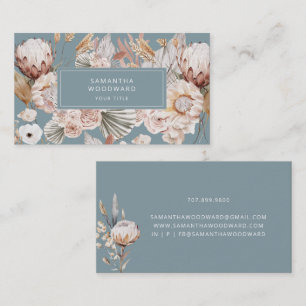 Modern Chic Bohemian Watercolor Boho-Blommigtar Visitkort