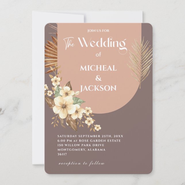 Modern Chic Bohemisk Vattenfärg Blommig  Inbjudningar (Framsida)