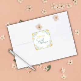 Modern Chic Boho Blommigt Sweet 16 Födelsedagsfest Fyrkantigt Klistermärke