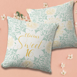 Modern Chic Boho Blommigt Sweet 16 Födelsedagsfest Kudde