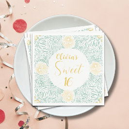 Modern Chic Boho Blommigt Sweet 16 Födelsedagsfest Pappersservett