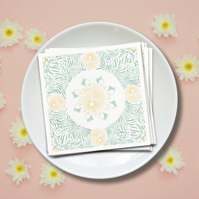 Modern Chic Boho Blommigt Sweet 16 Födelsedagsfest Pappersservett (Skapare uppladdad)