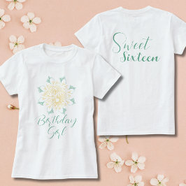 Modern Chic Boho Blommigt Sweet 16 Födelsedagsfest T Shirt
