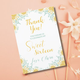 Modern Chic Boho Blommigt Sweet 16 Födelsedagsfest Tack Kort
