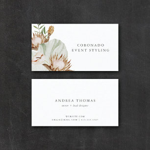 Modern Chic Boho Botanical Blommigt White Visitkort