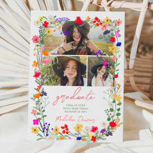 Modern chic boho - ljusa vilder blommor studenten meddelande