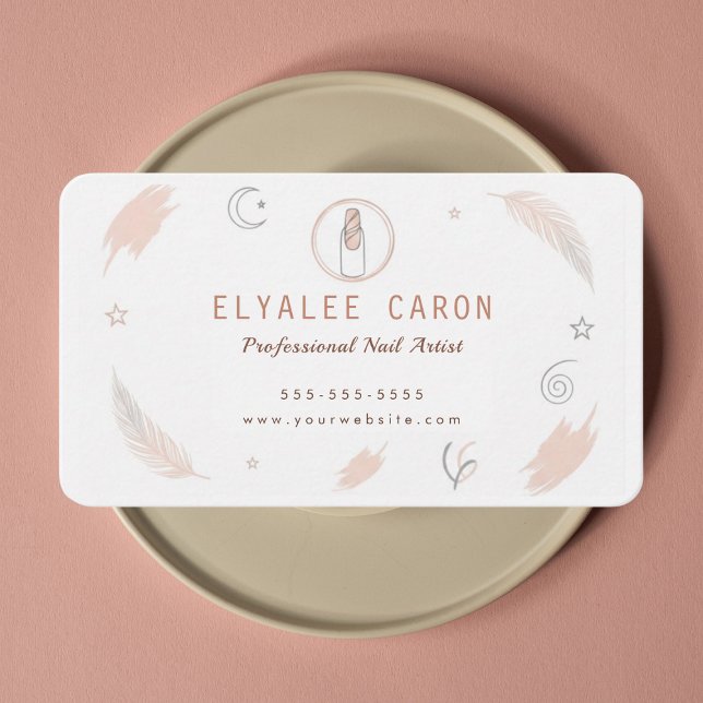 Modern Chic Boho Manicurist Artist Nail Tech Visitkort (Skapare uppladdad)