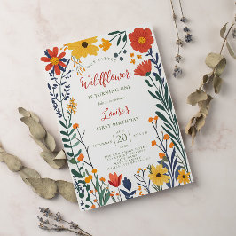 Modern chic boho smart vild blommor 1:a födelsedag inbjudningar