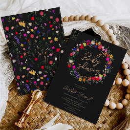 Modern chic boho smart vild blommor babydusch inbjudningar