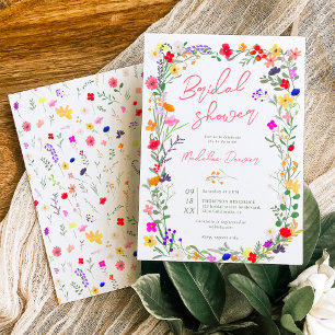 Modern chic boho smart vild blommor möhippa inbjudningar