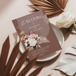 Modern Chic Boho Vattenfärg Blommig Bröllop Inbjudningar