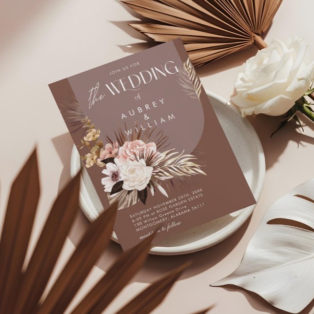 Modern Chic Boho Vattenfärg Blommig Bröllop Inbjudningar (Modern Chic Bohemian Watercolor Floral Wedding Invitation)