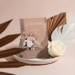 Modern Chic Boho Vattenfärg Blommig Bröllop Inbjudningar