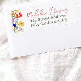 Modern chic boho vild blommor studenten returadress etikett