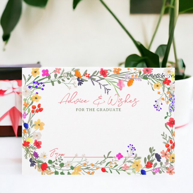 Modern chic boho vild blommor studenten tilläggskort (Modern chic boho wild flowers graduation advice enclosure card)