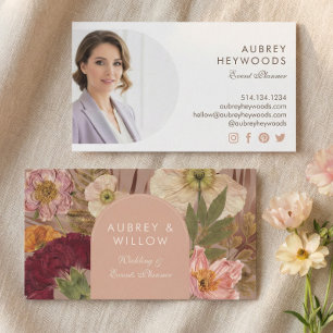 Modern Chic Boho Vilda Blommor Foto Ark Visitkort