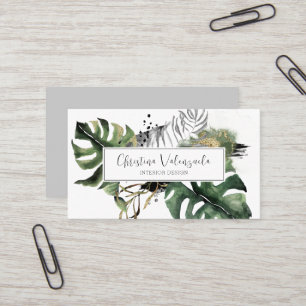 Modern Chic Botanical Grey Visitkort