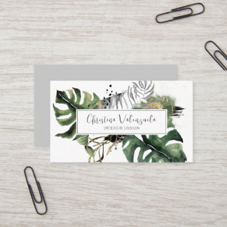 Modern Chic Botanical Grey Visitkort