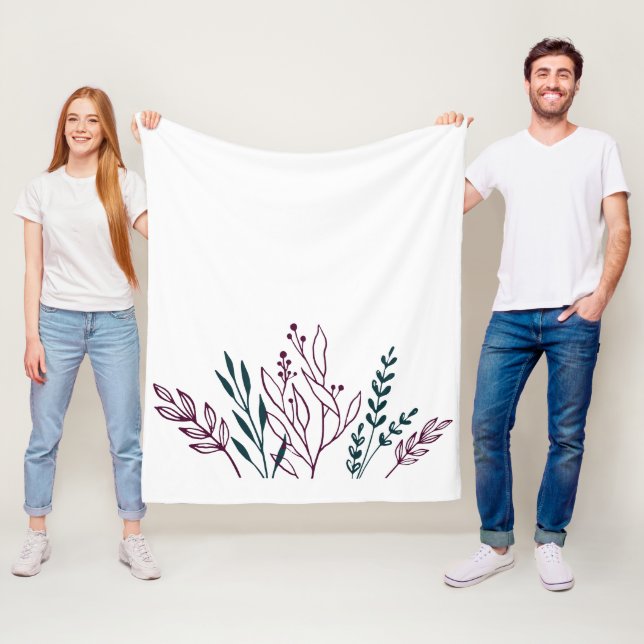 Modern Chic botanisk Blommigt Fleecefilt (På plats)