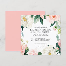 Modern | Chic Botaniska Garland bröllop Inbjudningar