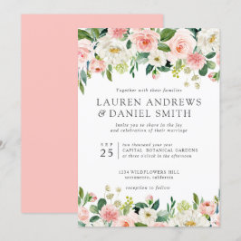 Modern | Chic Botaniska Garland bröllop Inbjudningar