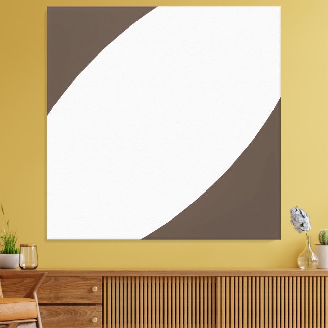 Modern Chic Bright White Brown Generous Kurvor Canvastryck (Insitu (Vardagsrum))