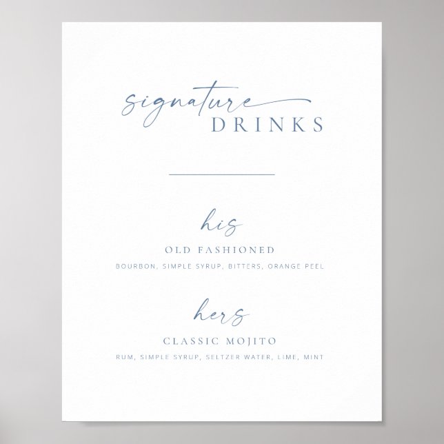 Modern Chic Bröllop Namnteckning Drinks-tecken | B Poster (Framsidan)