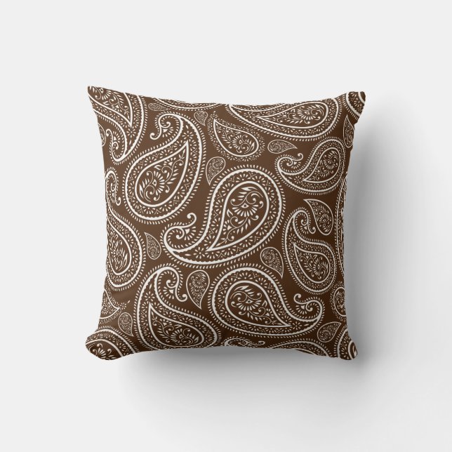 Modern Chic Brown Paisley Kudde (Framsida)