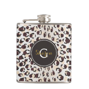 Modern chic brun cheetah print mönster monogram fickplunta