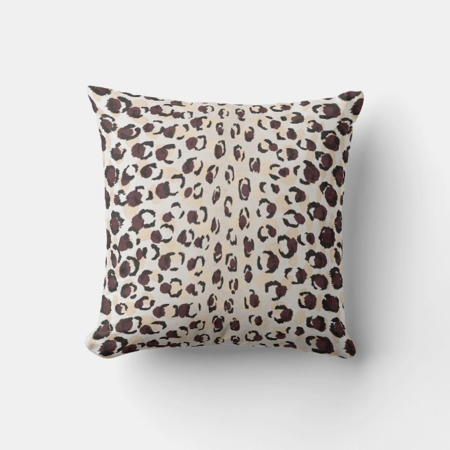 Modern chic brun gepardtrycksmönster monogram kudde (Framsida)