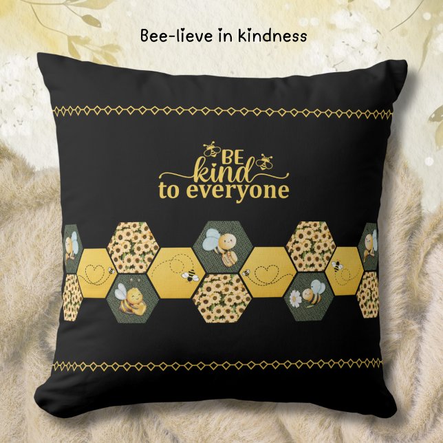 Modern Chic Bumble Bee Sunflower Accent Kudde (Chic Bee Pillow is perfect for any modern, stylish living room or cozy home office)