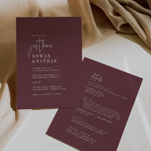 Modern Chic Burgundy precis Kärlek, allt på en Brö Inbjudningar